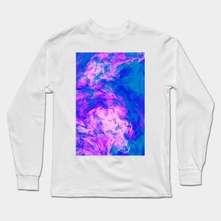 Bubblegum Pink and Blue Burst Abstract Artwork Long Sleeve T-Shirt